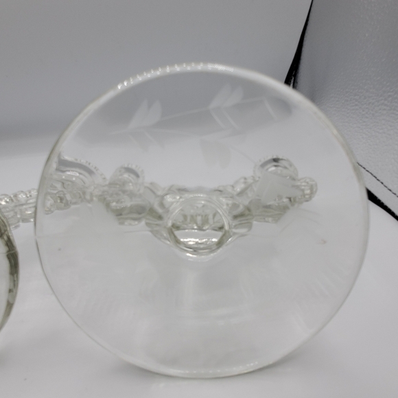 Vintage Glass Candlestick Holders Set of 2 Floral Cut Candelabra - Picture 4 of 14